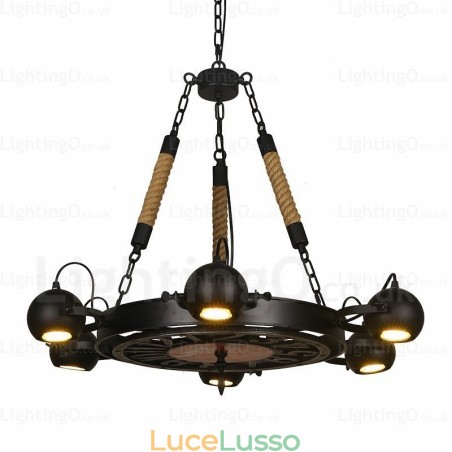 Lampada a sospensione retrò vintage a 6 luci con paralume in acciaio inossidabile Lampada a sospensione retrò vintage a 6 luci con paralume in acciaio inossidabile