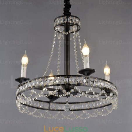 Lampada a sospensione rustica in stile country a 4 luci Lampada a sospensione rustica in stile country a 4 luci