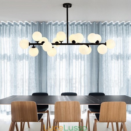 Lampada a sospensione nordica a 16 luci con paralume in vetro Lampada a sospensione nordica a 16 luci con paralume in vetro