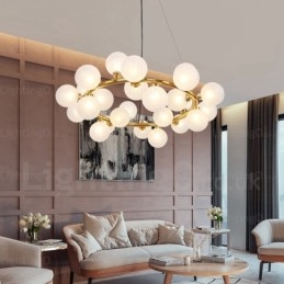 Lampada a sospensione nordica da 25 luci con paralume in vetro