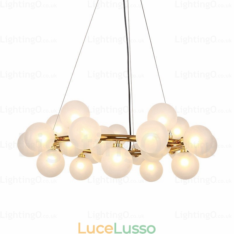Lampada a sospensione nordica da 25 luci con paralume in vetro