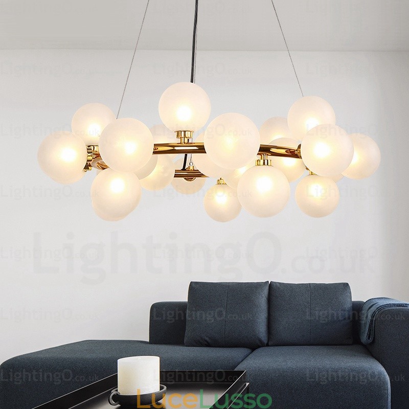 Lampada a sospensione nordica da 25 luci con paralume in vetro