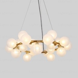 Lampada a sospensione nordica da 25 luci con paralume in vetro