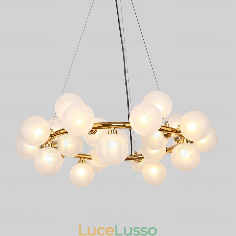 Lampada a sospensione nordica da 25 luci con paralume in vetro