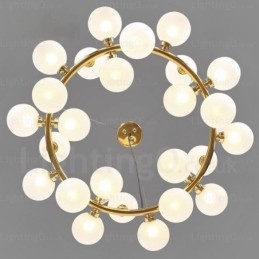 Lampada a sospensione nordica da 25 luci con paralume in vetro