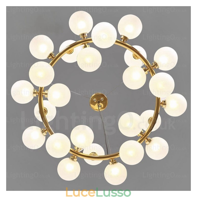 Lampada a sospensione nordica da 25 luci con paralume in vetro
