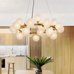 Lampada a sospensione nordica da 25 luci con paralume in vetro