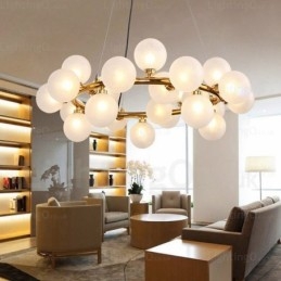 Lampada a sospensione nordica da 25 luci con paralume in vetro