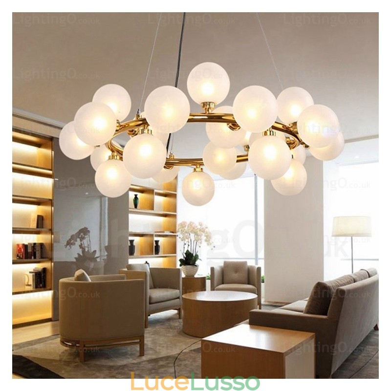 Lampada a sospensione nordica da 25 luci con paralume in vetro