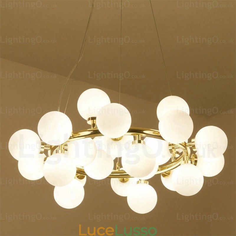 Lampada a sospensione nordica da 25 luci con paralume in vetro