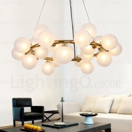 Lampada a sospensione nordica da 25 luci con paralume in vetro