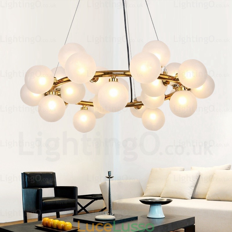 Lampada a sospensione nordica da 25 luci con paralume in vetro