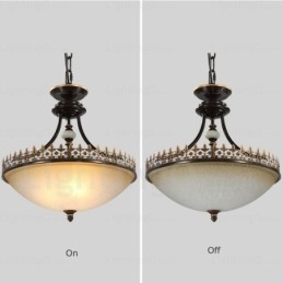 Lampada a sospensione rustica a 3 luci con paralume in vetro