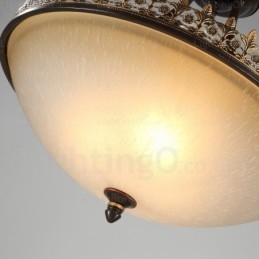 Lampada a sospensione rustica a 3 luci con paralume in vetro