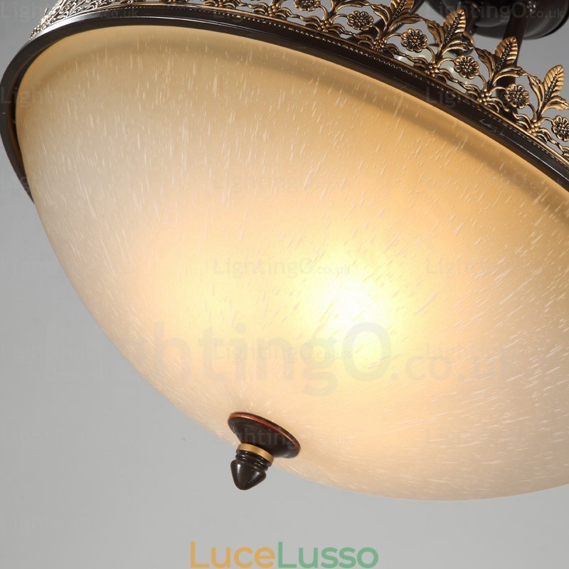 Lampada a sospensione rustica a 3 luci con paralume in vetro