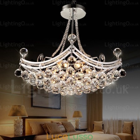 Lampada a sospensione moderna e contemporanea a 5 luci con paralume in cristallo Lampada a sospensione moderna e contemporanea a 5 luci con paralume in cristallo