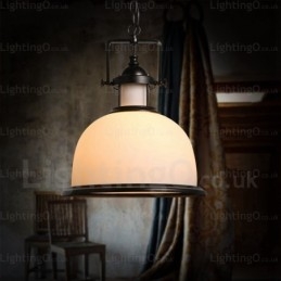 Lampada a sospensione rustica da 1 luce con paralume in vetro