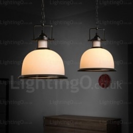 Lampada a sospensione rustica da 1 luce con paralume in vetro
