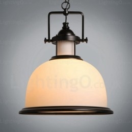 Lampada a sospensione rustica da 1 luce con paralume in vetro