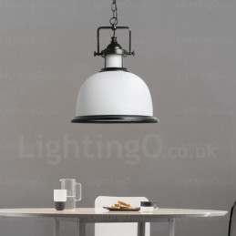 Lampada a sospensione rustica da 1 luce con paralume in vetro