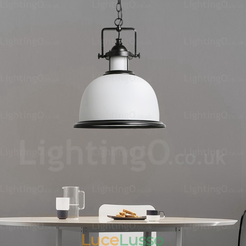 Lampada a sospensione rustica da 1 luce con paralume in vetro
