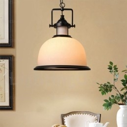 Lampada a sospensione rustica da 1 luce con paralume in vetro