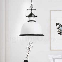 Lampada a sospensione rustica da 1 luce con paralume in vetro