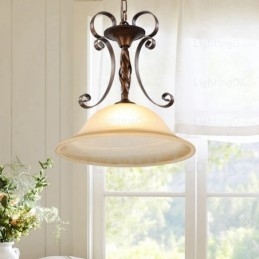 Lampada a sospensione rustica da 1 luce con paralume in vetro