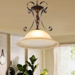 Lampada a sospensione rustica da 1 luce con paralume in vetro