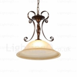 Lampada a sospensione rustica da 1 luce con paralume in vetro