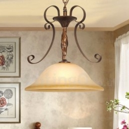 Lampada a sospensione rustica da 1 luce con paralume in vetro
