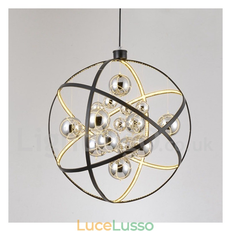 Diametro 50CM 80CM Lampadario a globo vintage Luce pendente color ruggine