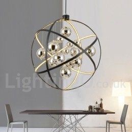 Diametro 50CM 80CM Lampadario a globo vintage Luce pendente color ruggine