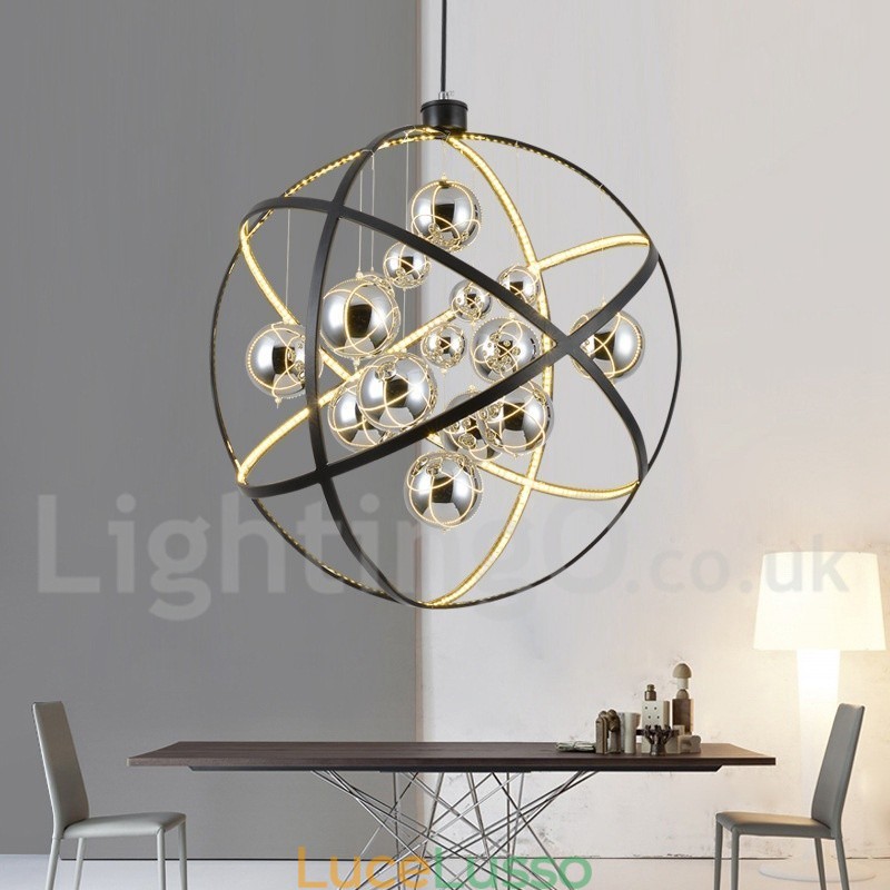 Diametro 50CM 80CM Lampadario a globo vintage Luce pendente color ruggine