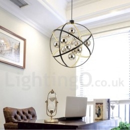 Diametro 50CM 80CM Lampadario a globo vintage Luce pendente color ruggine