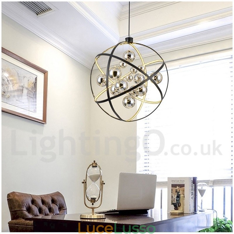 Diametro 50CM 80CM Lampadario a globo vintage Luce pendente color ruggine