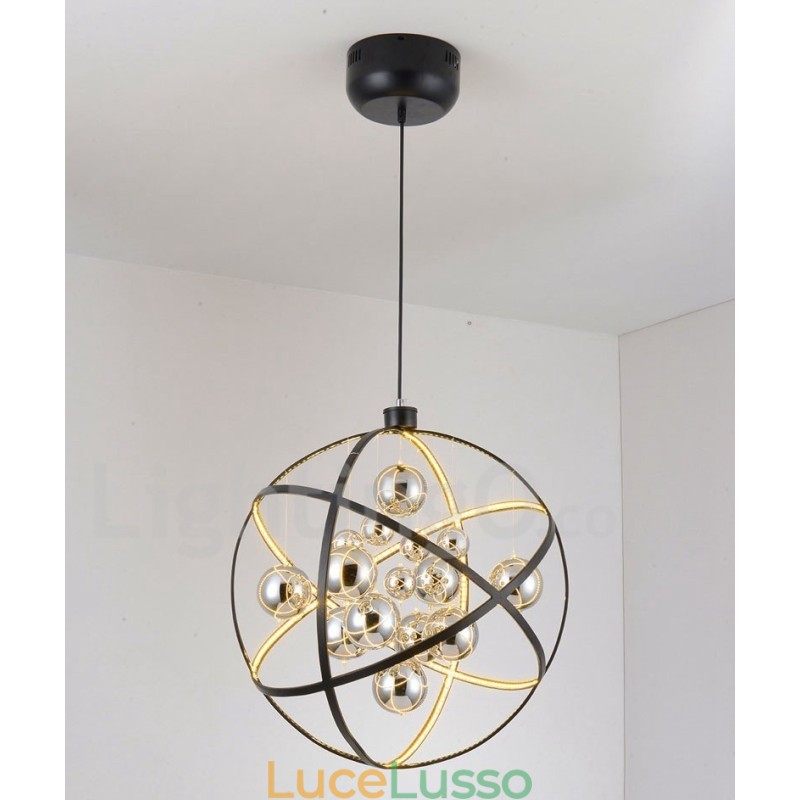 Diametro 50CM 80CM Lampadario a globo vintage Luce pendente color ruggine