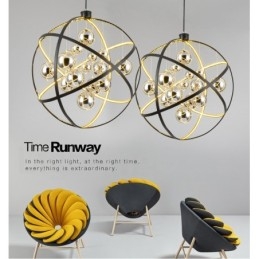 Diametro 50CM 80CM Lampadario a globo vintage Luce pendente color ruggine