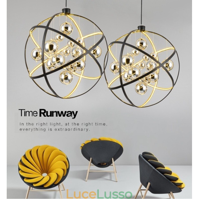 Diametro 50CM 80CM Lampadario a globo vintage Luce pendente color ruggine
