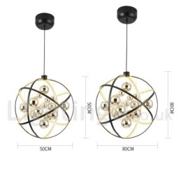 Diametro 50CM 80CM Lampadario a globo vintage Luce pendente color ruggine