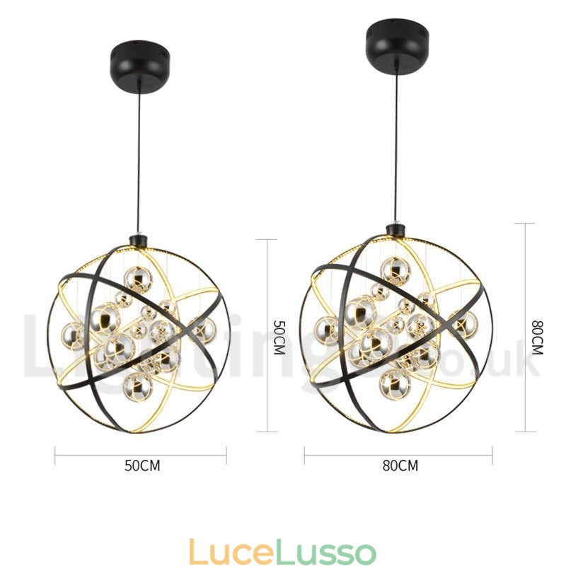 Diametro 50CM 80CM Lampadario a globo vintage Luce pendente color ruggine