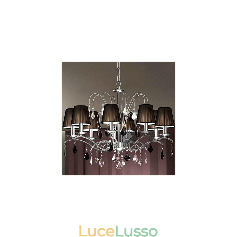 Paralume in tessuto Lampadario in cristallo 8 luci