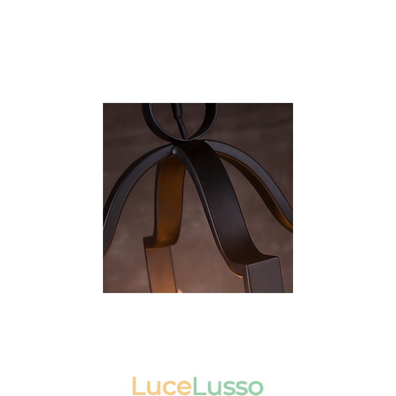 Lampada a sospensione minimalista vintage in ferro dipinto a 4 luci