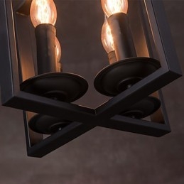 Lampada a sospensione minimalista vintage in ferro dipinto a 4 luci