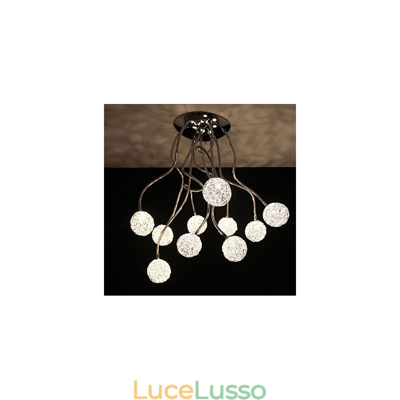 Lampada creativa in ferro semplice da soffitto in ferro rotondo Lampada in filo di alluminio