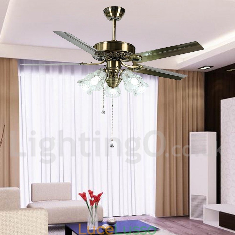 Ventilatore da soffitto vintage in stile europeo da 52 pollici