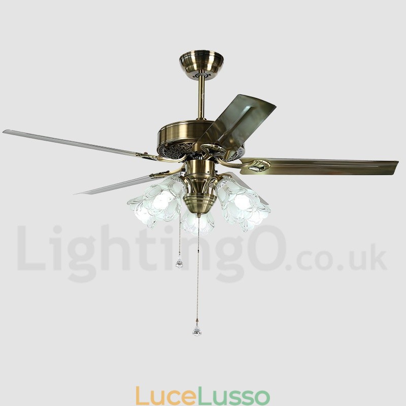 Ventilatore da soffitto vintage in stile europeo da 52 pollici