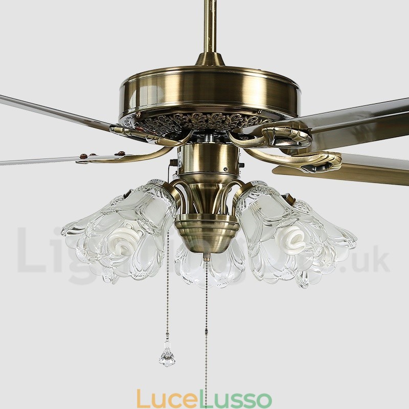 Ventilatore da soffitto vintage in stile europeo da 52 pollici