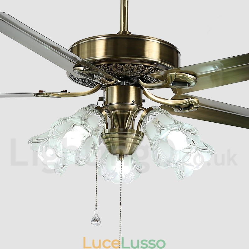 Ventilatore da soffitto vintage in stile europeo da 52 pollici