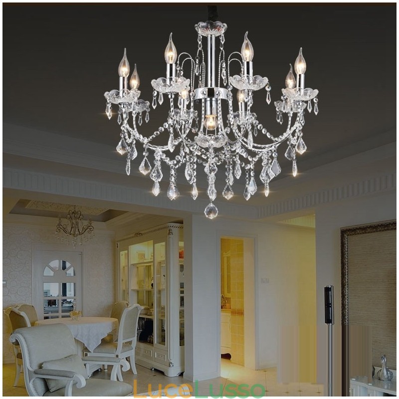 Elegante lampadario di cristallo con 9 luci